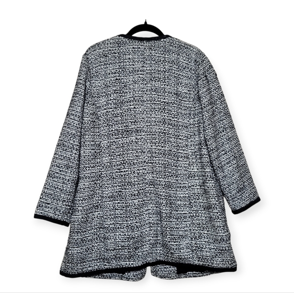 Talbots Textured Tweed Open Front Cardigan Jacket Black White Women's 1X Petite - Picture 10 of 12